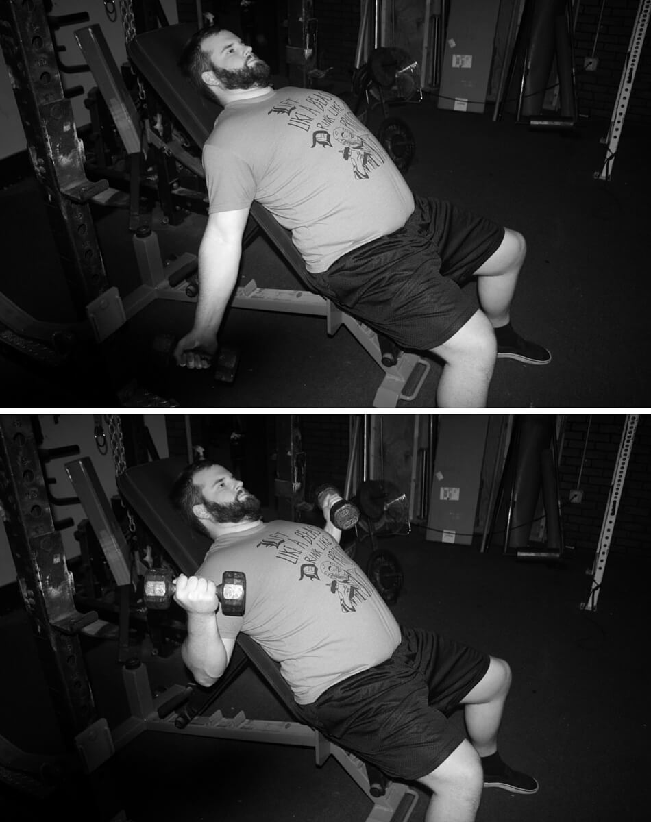 Incline curls: my go-to biceps exercise for happy elbows with heavy bench training.
